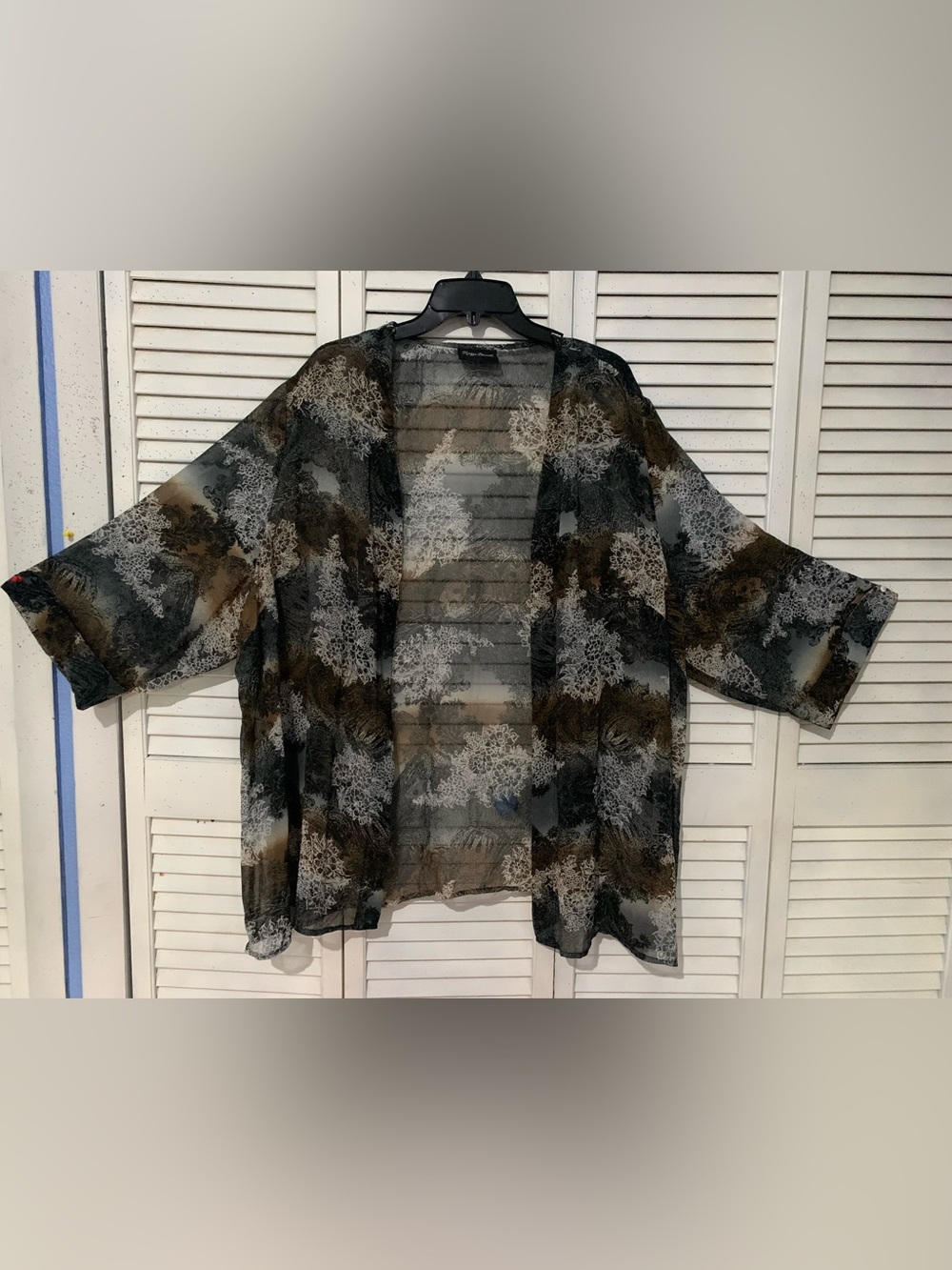 Maggie Barnes Sheer Open Front Top Coverup 3X